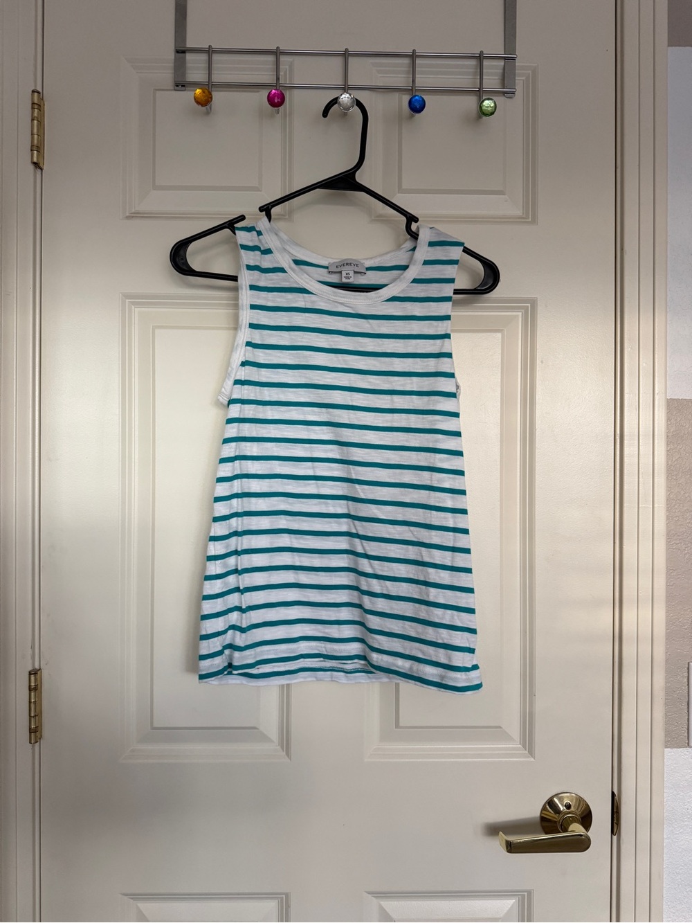Striped Tank Top - White & Teal